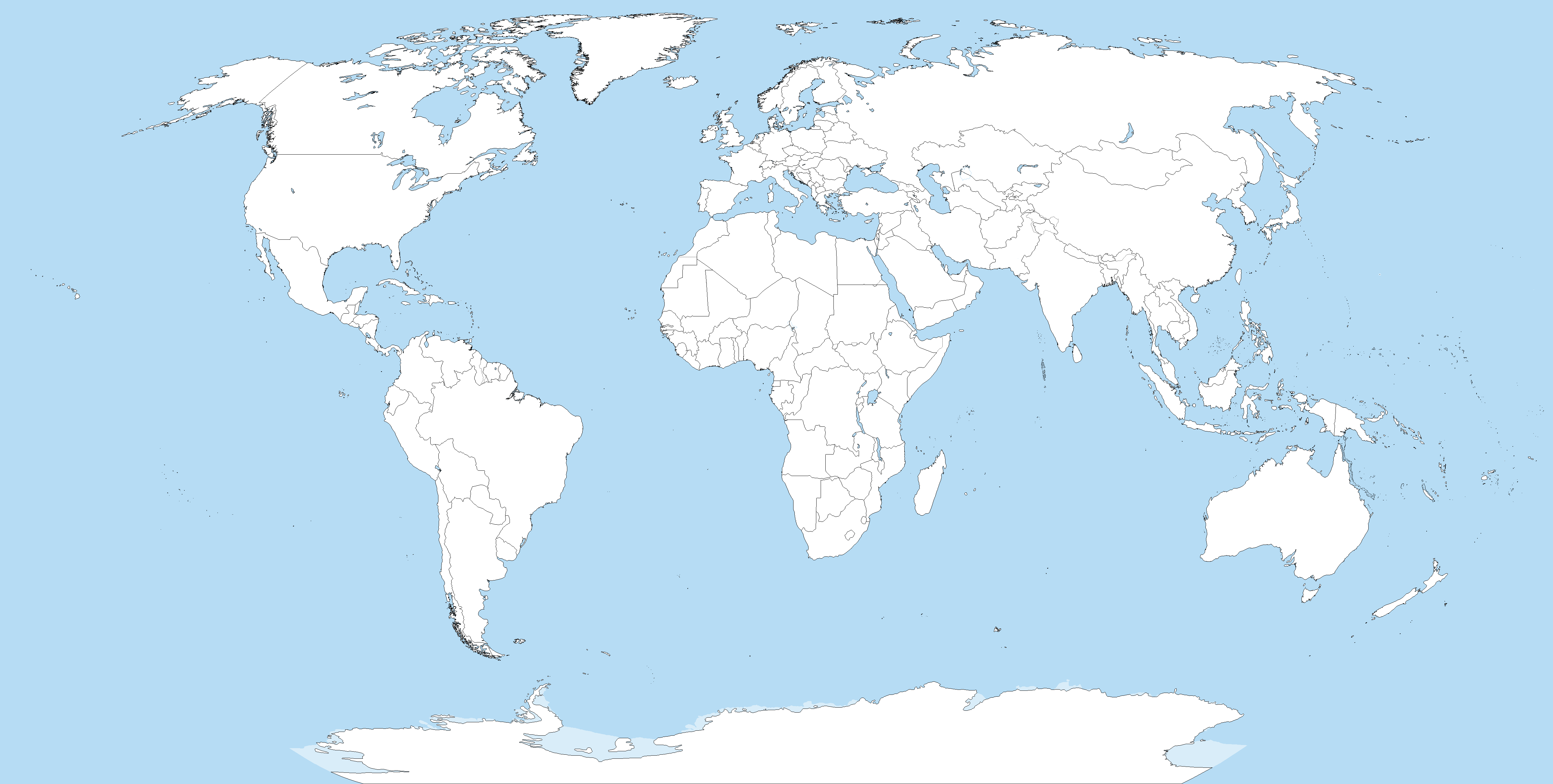 Illustrative world map showing the continents
